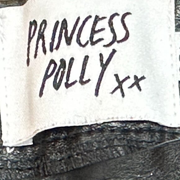 Princess Polly Vegan Faux Leather Black Pants Size 6 - Picture 5 of 8